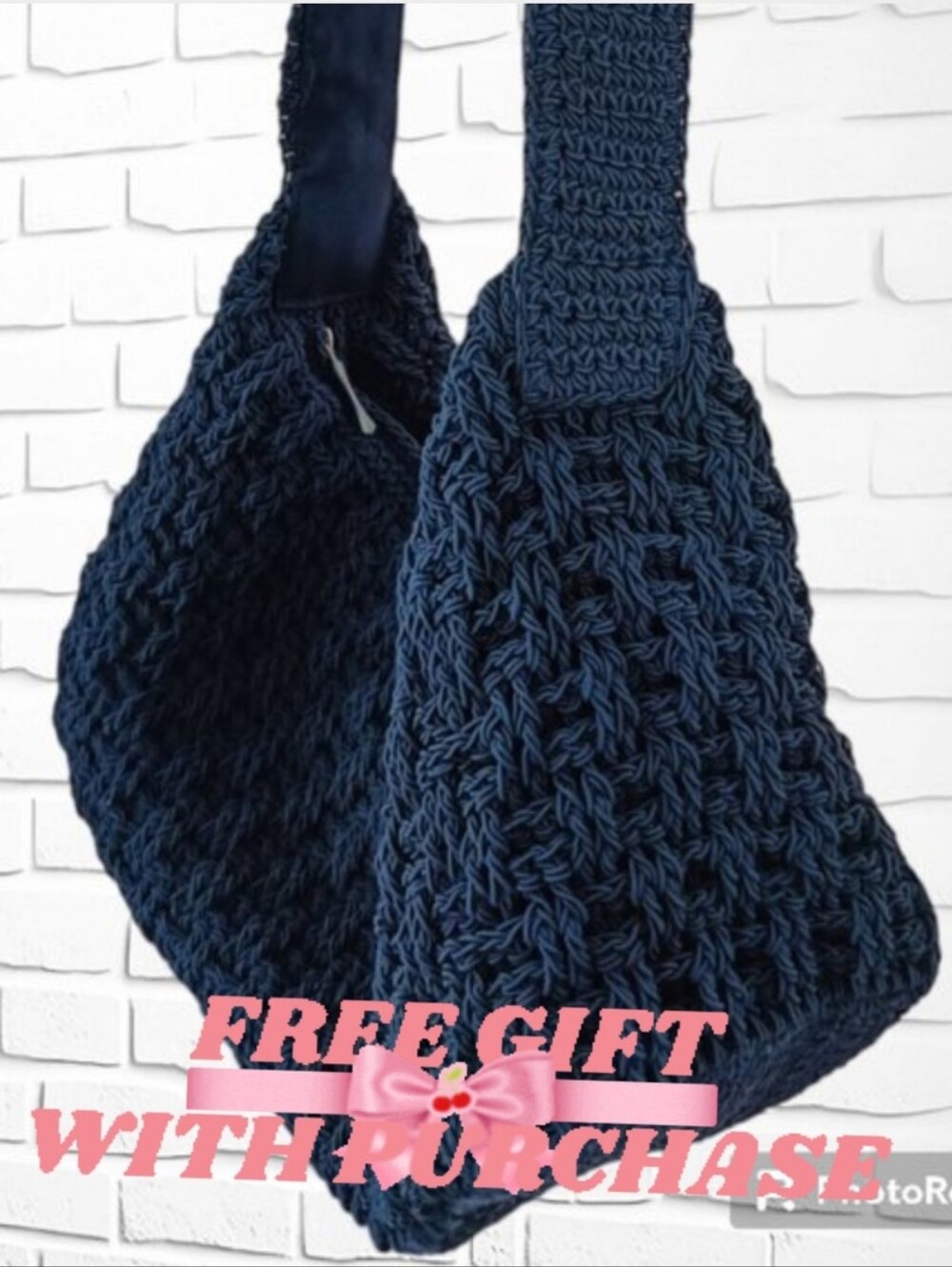 FREE with achat!👜Simons Boho Crochet Navy Blue Mini Bag